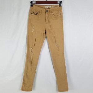 YMI Jeans Juniors 3 Brown Low Rise Womens Distressed‎ Skinny Leg Denim